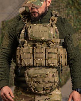 Плитоноска 7.62 Tactical Warmor Gen.3 Cordura з підсумками та рюкзаком мультикам buy97926 фото