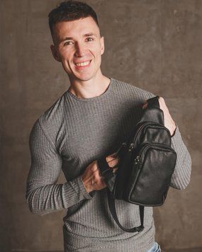 Сумка-слінг Skill Moed із зернистої шкіри чорна 27 х 14 х 10 см SL013frs фото