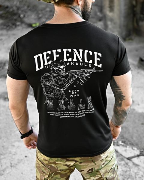Футболка Born Of War з принтом Defense чорна розмір S buy96451frs-S фото