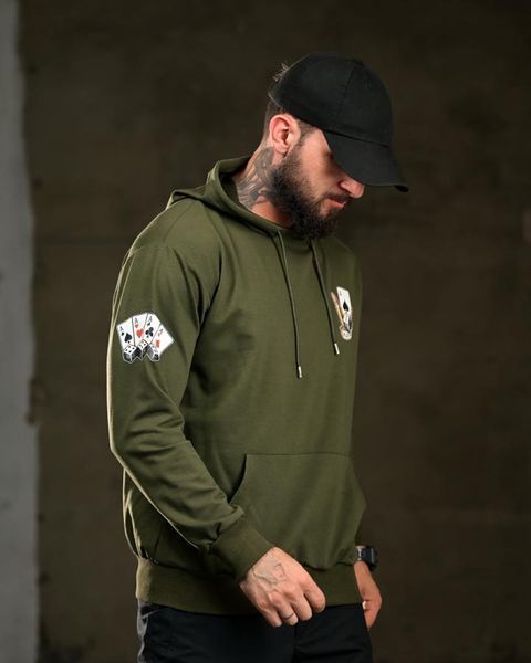 Худі Trenash з принтом Live Free Die Hard No Regrets олива розмір M buy97153frs-M фото