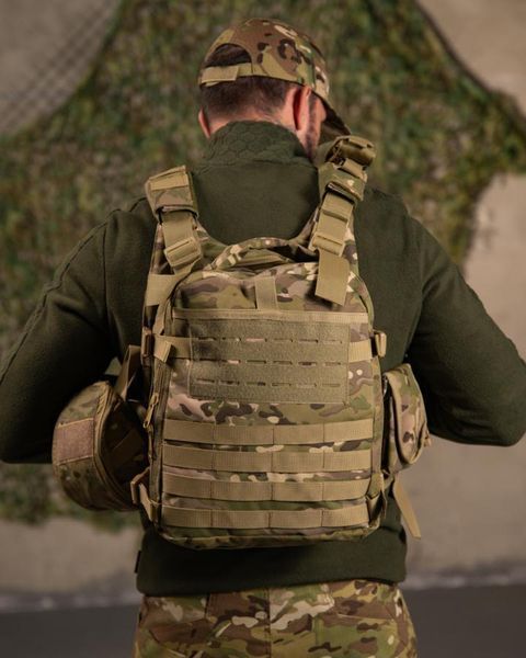 Плитоноска 7.62 Tactical Warmor Gen.3 Cordura з підсумками та рюкзаком мультикам buy97926 фото