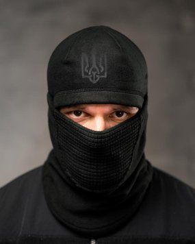 Флісова Балаклава з принтом Герб чорна One Size buy97785 фото
