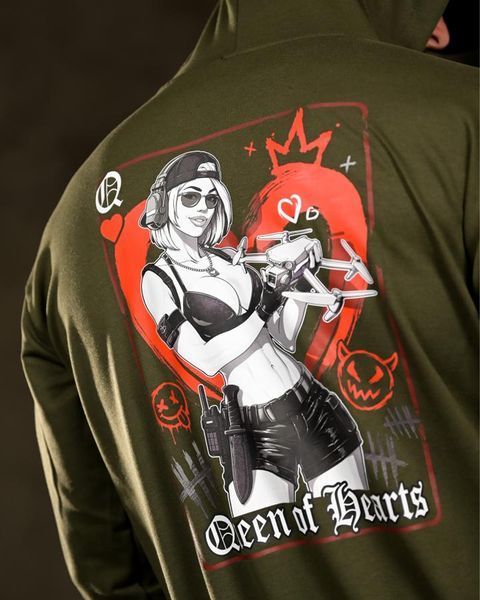 Худі Trenash з принтом Queen of Hearts олива розмір M buy97162frs-M фото