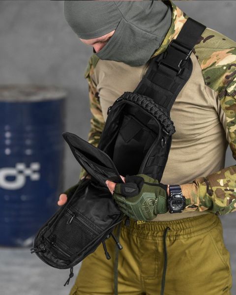 Нагрудна Сумка Paracord Cordura чорна розмір 26 х 16 х 9 см buy15701frs фото
