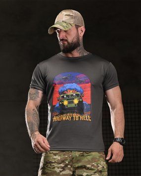 Футболка Born Of War Coolmax з принтом Highway to Hell сіра розмір S buy96907frs-S фото