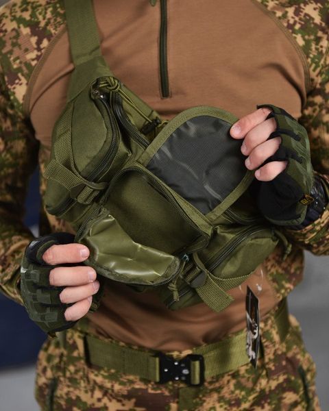Нагрудна Cумка 3.6 л Silver Knight олива розмір 40х13х7 см buy87261frs фото
