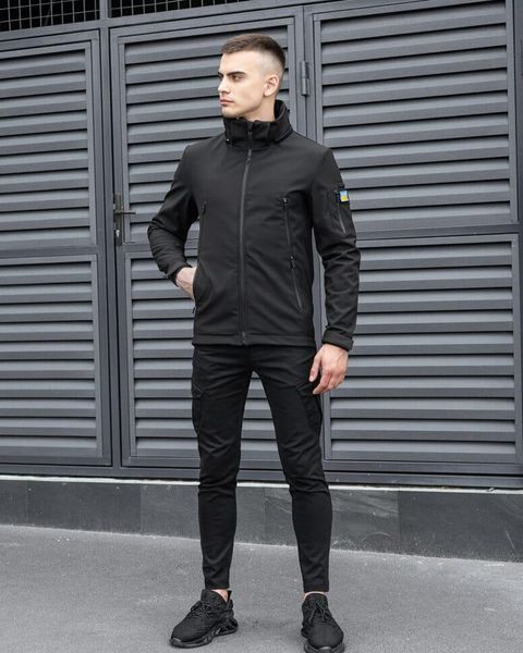 Костюм Pobedov SoftShell Куртка Motive та Штани Static чорний + ПОДАРУНОК Шеврон прапор України розмір S pob1366ba+1362bafrs-S фото