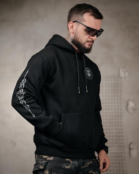 Худі Genesis на флісі з принтом Вовк чорне розмір M buy97627frs-M фото