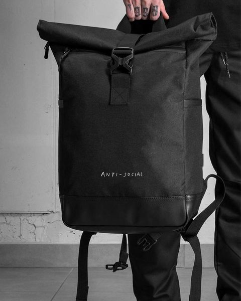 Рюкзак Rolltop 30л Without з принтом Anti-Social чорний 42 х 26 см wb8049994frs фото