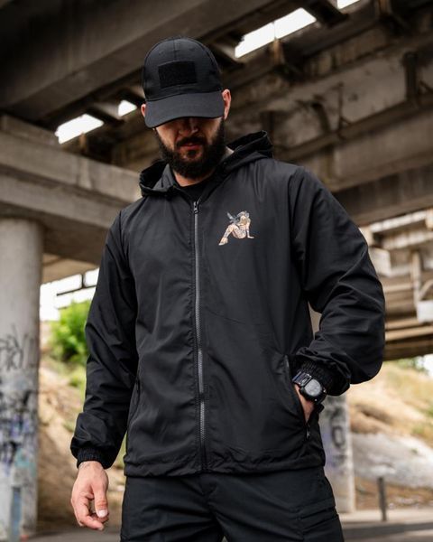 Вітровка Born of War з принтом Girl чорна розмір S buy97053frs-S фото