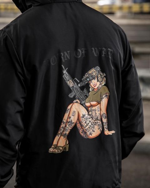 Вітровка Born of War з принтом Girl чорна розмір S buy97053frs-S фото