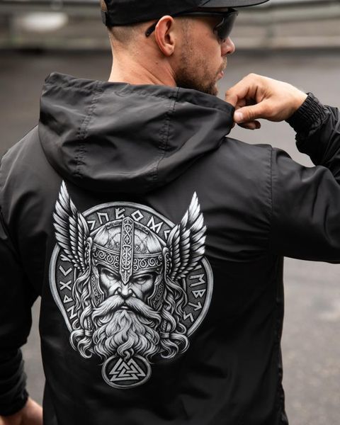 Вітровка Born of War з принтом Odin чорна розмір S buy97368frs-S фото