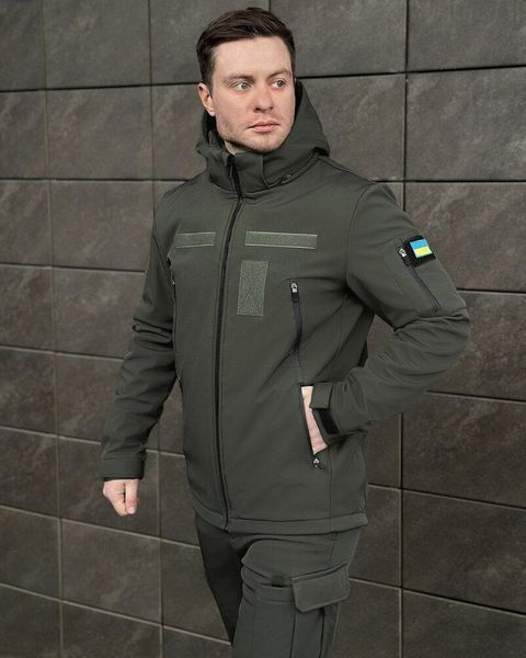 Куртка Pobedov Motive Soft Shell з липучками під шеврони + ПОДАРУНОК шеврони прапор України хакі розмір M pobOWku2764khfrs-M фото