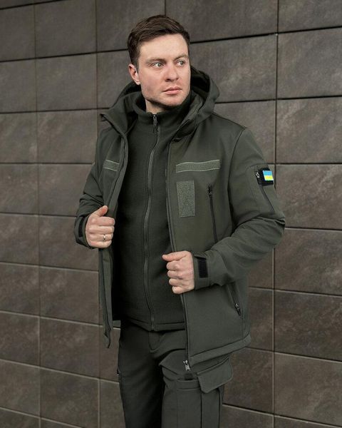 Куртка Pobedov Motive Soft Shell з липучками під шеврони + ПОДАРУНОК шеврони прапор України хакі розмір M pobOWku2764khfrs-M фото