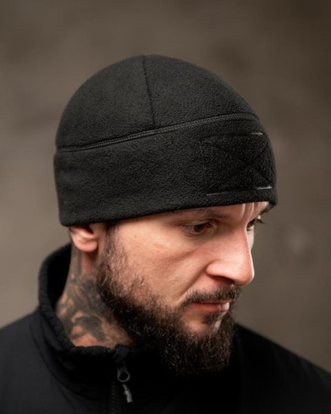 Флісова Шапка з липучкою під шеврон чорна One Size buy97786 фото
