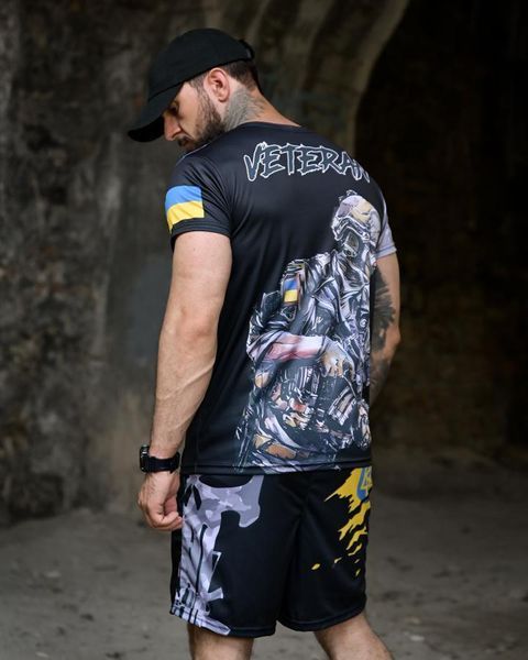 Комплект Sabotage Футболка з принтом Veteran + Шорти чорний розмір L buy96766frs-L фото