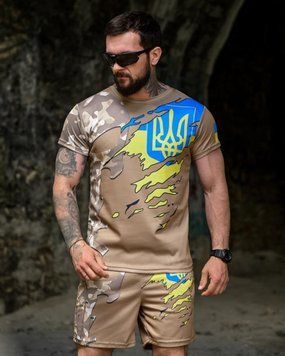 Комплект Sabotage Desw Coolmax з принтом Veteran Футболка + Шорти койот розмір 3XL buy96652frs-3XL фото