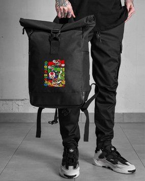 Рюкзак Rolltop 30л Without з принтом Super Mario чорний 42 х 26 см wb8055272frs фото