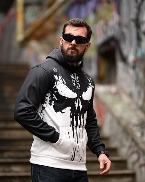 Худі Punisher на флісі чорно-біле розмір S buy94753frs-S фото