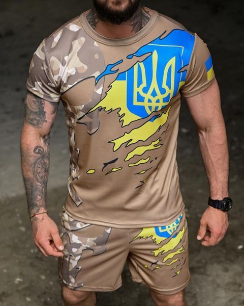 Комплект Sabotage Desw Coolmax з принтом Veteran Футболка + Шорти койот розмір 3XL buy96652frs-3XL фото
