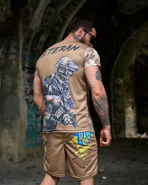Комплект Sabotage Desw Coolmax з принтом Veteran Футболка + Шорти койот розмір 3XL buy96652frs-3XL фото