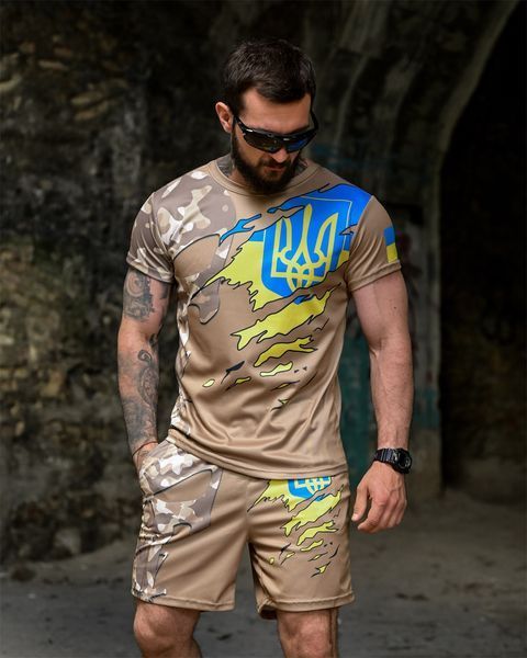 Комплект Sabotage Desw Coolmax з принтом Veteran Футболка + Шорти койот розмір 3XL buy96652frs-3XL фото