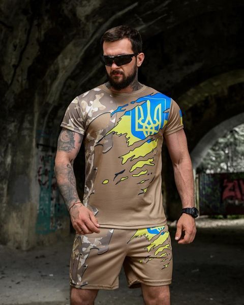 Комплект Sabotage Desw Coolmax з принтом Veteran Футболка + Шорти койот розмір 3XL buy96652frs-3XL фото