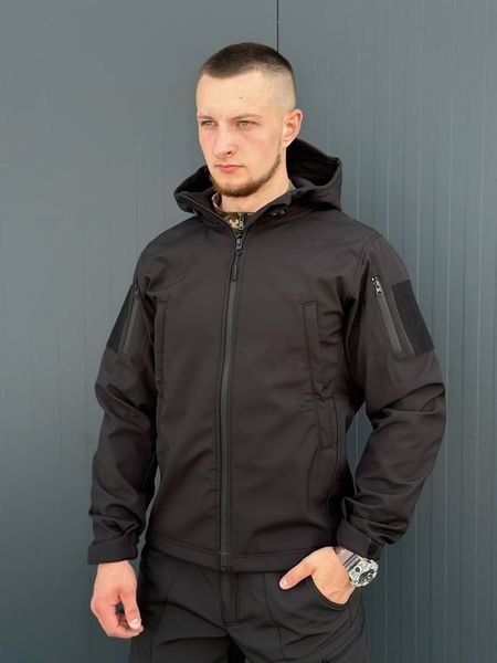 Костюм SoftShell на флісі Куртка з капюшоном + Штани чорна розмір L for00628frs-L фото
