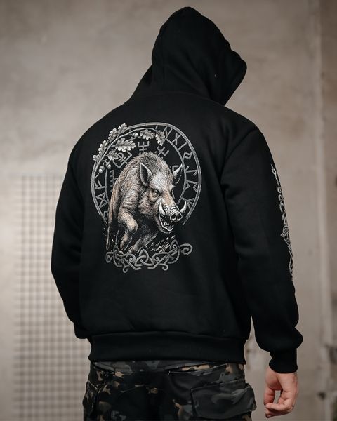 Худі Genesis на флісі з принтом Кабан чорне розмір M buy97626frs-M фото