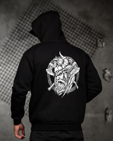 Худі Genesis на флісі з принтом Odin чорне розмір M buy97261frs-M фото
