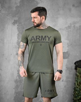 Комплект 2в1 Coolmax з принтом Army Футболка + Шорти олива розмір M buy91873frs-M фото