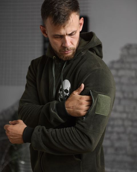 Флісова Кофта Sampir з принтом Череп олива розмір 2XL buy88625frs-2XL фото