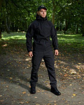 Костюм SoftShell на флісі Куртка з капюшоном + Штани чорна розмір 2XL for00628frs-2XL фото