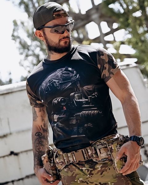 Футболка Oblivion Tactical Collmax з принтом чорна розмір S buy92535frs-S фото