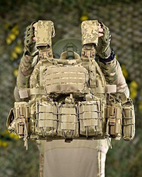 Плитоноска Asdag Cordura з підсумками та функцією швидкого скидання піксель buy54103frs фото