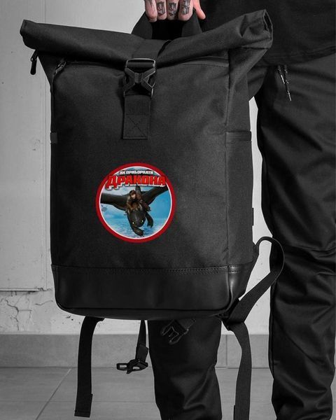 Рюкзак Rolltop 30л Without з принтом Як Приборкати Дракона чорний 42 х 26 см wb8055278frs фото
