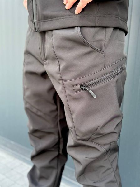Костюм SoftShell на флісі Куртка з капюшоном + Штани чорна розмір 3XL for00628frs-3XL фото