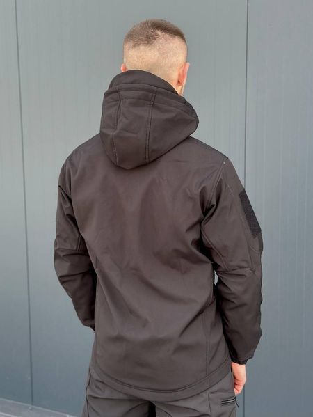 Костюм SoftShell на флісі Куртка з капюшоном + Штани чорна розмір 3XL for00628frs-3XL фото