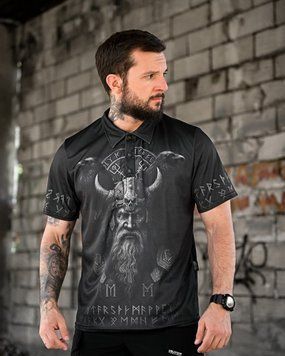 Поло Oblivion Tactical Coolmax з принтом Руни чорне розмір S buy93143frs-S фото
