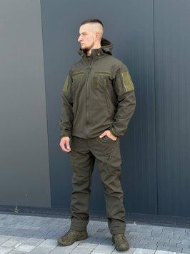 Чоловіча Форма SoftShell на флісі Куртка з липучками під шеврони + Штани олива розмір M for00627frs-M фото