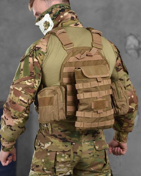 Плитоноска Cobra Cordura 1000D з підсумками та кріпленням Molle койот buy87005frs фото