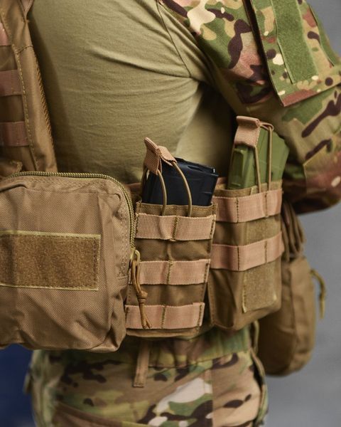 Плитоноска Cobra Cordura 1000D з підсумками та кріпленням Molle койот buy87005frs фото