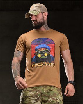 Футболка Born Of War Coolmax з принтом Highway to Hell койот розмір S buy96905frs-S фото