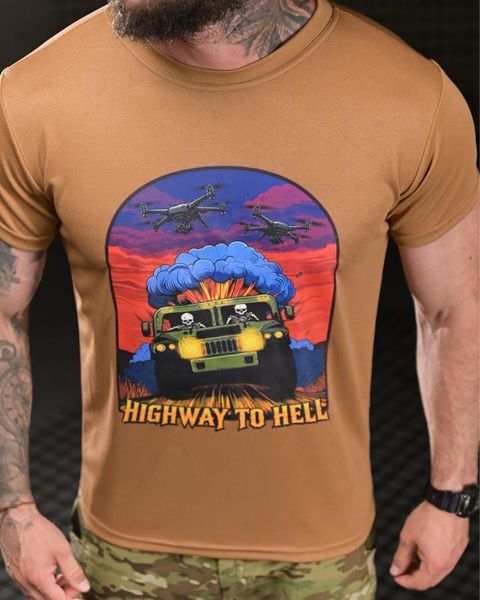 Футболка Born Of War Coolmax з принтом Highway to Hell койот розмір S buy96905frs-S фото