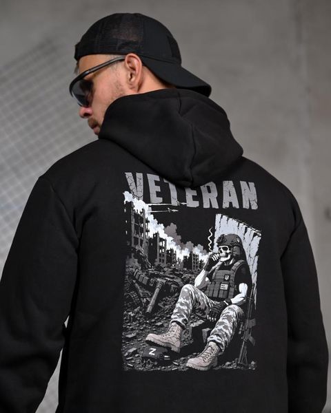 Худі Genesis тринитка на флісі з принтом Veteran чорне розмір M buy97462frs-M фото