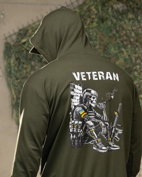 Комплект 4в1 з принтом Veteran Худі та Футболка + Шорти і Бейсболка олива розмір M buy96984frs-M фото