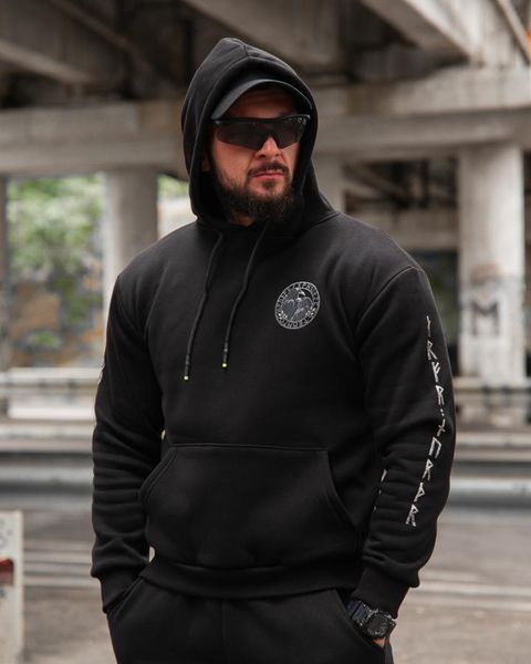 Спортивний Костюм на флісі з принтом Ворон Худі + Штани чорний розмір M buy97824-M фото