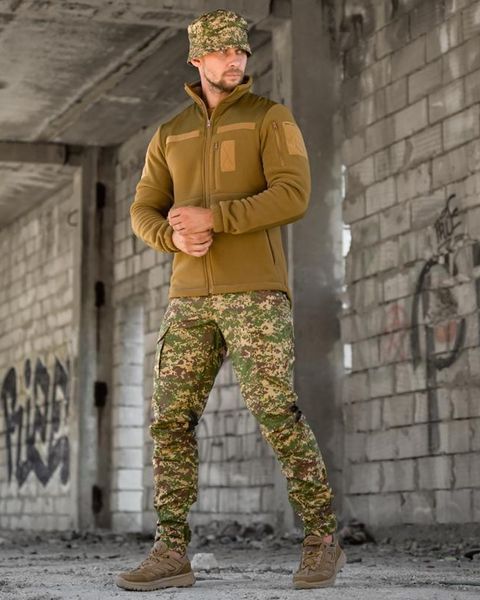 Комплект 4в1 KMS Tactical Флісова Кофта та Футболка койот і Штани + Панама хижак розмір S buy97240frs-S фото