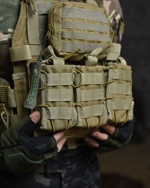 Плитоноска ASDAG Cordura з 7-ма Підсумками та системою швидкого скидування койот buy85793frs фото