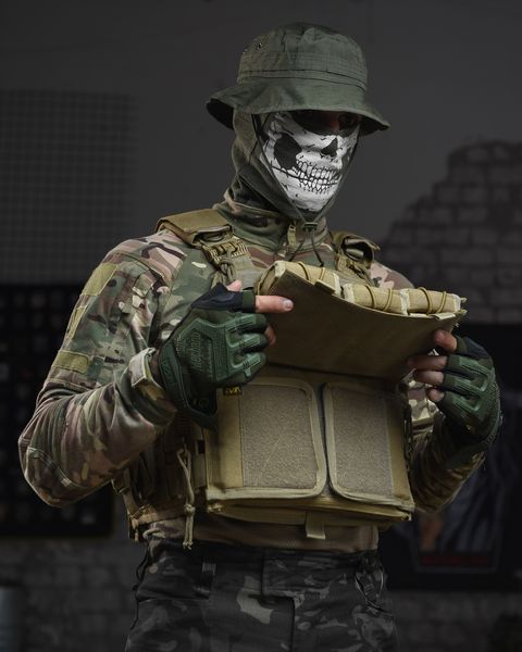 Плитоноска ASDAG Cordura з 7-ма Підсумками та системою швидкого скидування койот buy85793frs фото